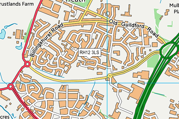 RH12 3LS map - OS VectorMap District (Ordnance Survey)