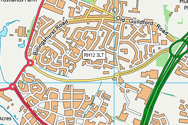 RH12 3LT map - OS VectorMap District (Ordnance Survey)