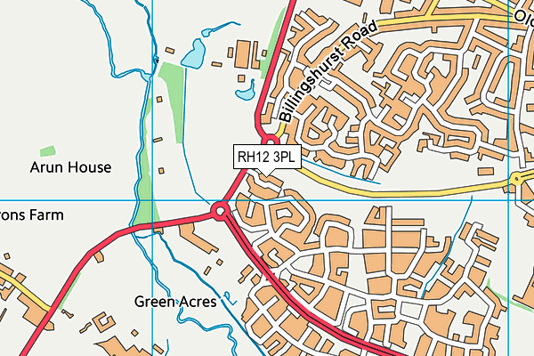 RH12 3PL map - OS VectorMap District (Ordnance Survey)