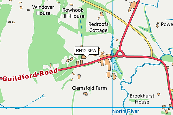 RH12 3PW map - OS VectorMap District (Ordnance Survey)