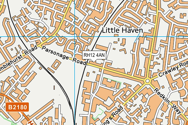 RH12 4AN map - OS VectorMap District (Ordnance Survey)