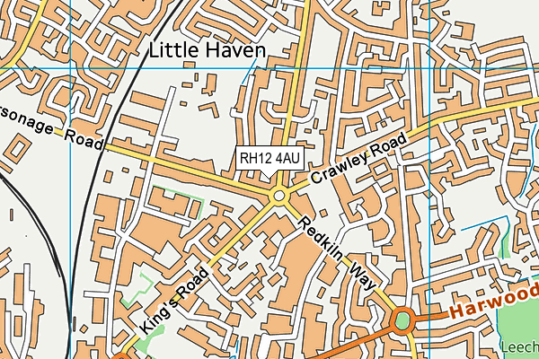 RH12 4AU map - OS VectorMap District (Ordnance Survey)