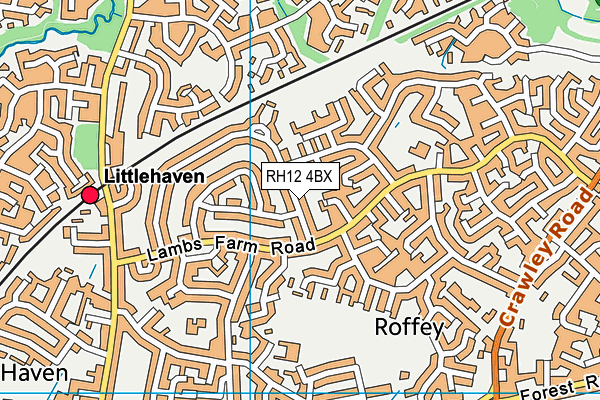 RH12 4BX map - OS VectorMap District (Ordnance Survey)