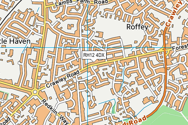 RH12 4DX map - OS VectorMap District (Ordnance Survey)
