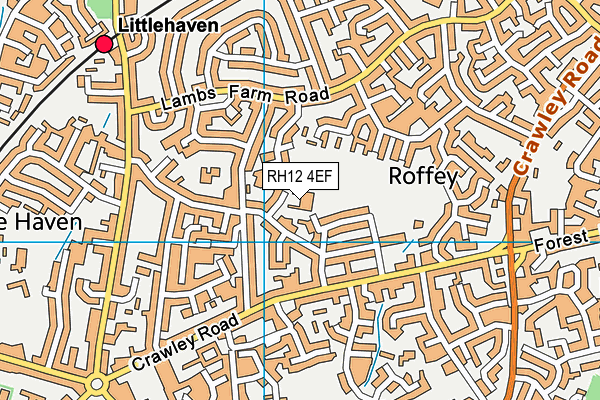 RH12 4EF map - OS VectorMap District (Ordnance Survey)