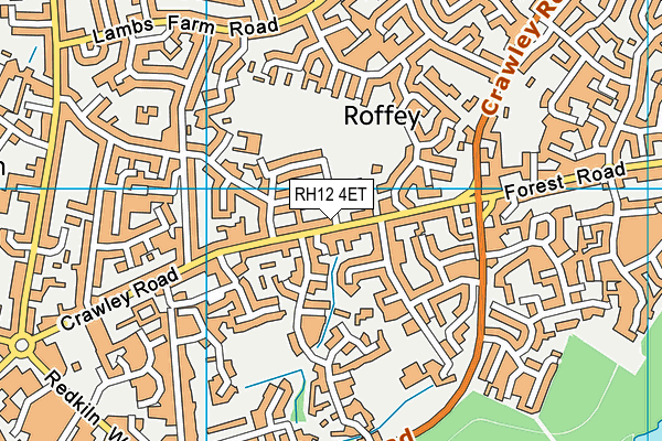 Roffey Cricket Club map (RH12 4ET) - OS VectorMap District (Ordnance Survey)