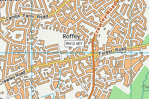 RH12 4EY map - OS VectorMap District (Ordnance Survey)