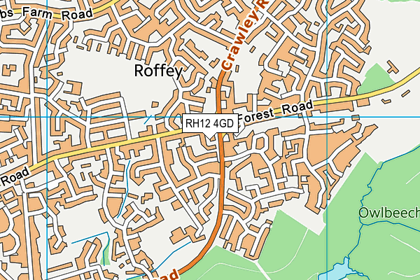RH12 4GD map - OS VectorMap District (Ordnance Survey)