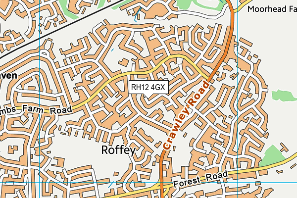 RH12 4GX map - OS VectorMap District (Ordnance Survey)