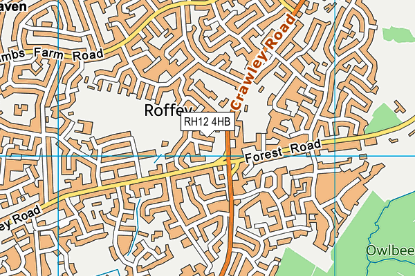 RH12 4HB map - OS VectorMap District (Ordnance Survey)