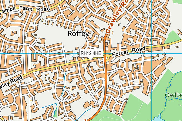 RH12 4HE map - OS VectorMap District (Ordnance Survey)