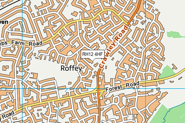 RH12 4HF map - OS VectorMap District (Ordnance Survey)