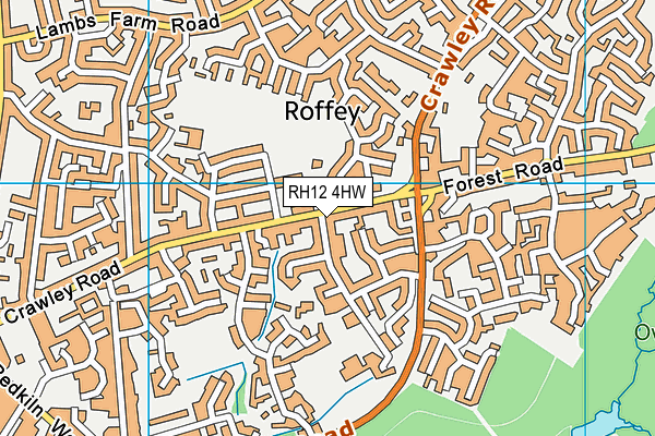 RH12 4HW map - OS VectorMap District (Ordnance Survey)