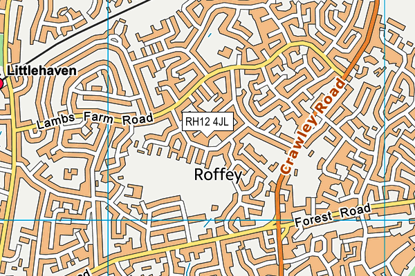 RH12 4JL map - OS VectorMap District (Ordnance Survey)