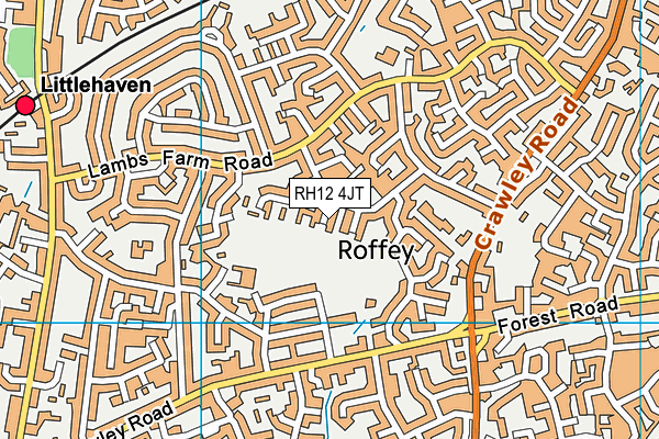 RH12 4JT map - OS VectorMap District (Ordnance Survey)