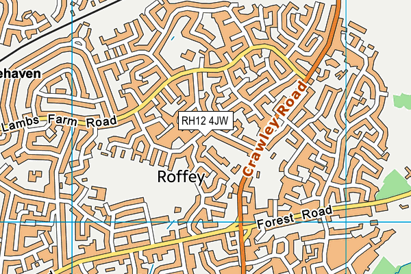 RH12 4JW map - OS VectorMap District (Ordnance Survey)
