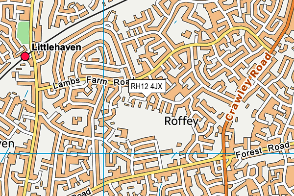 RH12 4JX map - OS VectorMap District (Ordnance Survey)