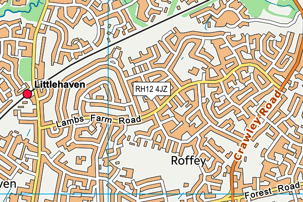 RH12 4JZ map - OS VectorMap District (Ordnance Survey)