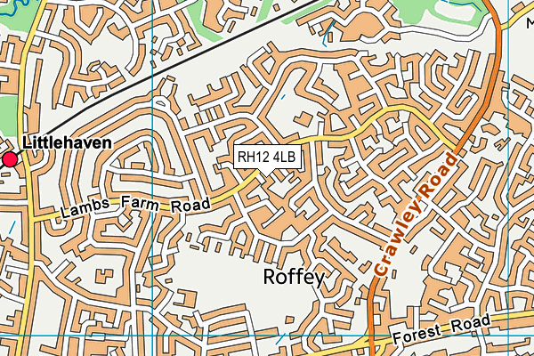 RH12 4LB map - OS VectorMap District (Ordnance Survey)