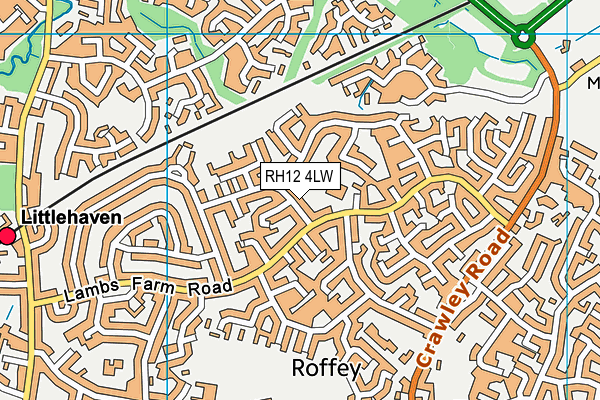 RH12 4LW map - OS VectorMap District (Ordnance Survey)