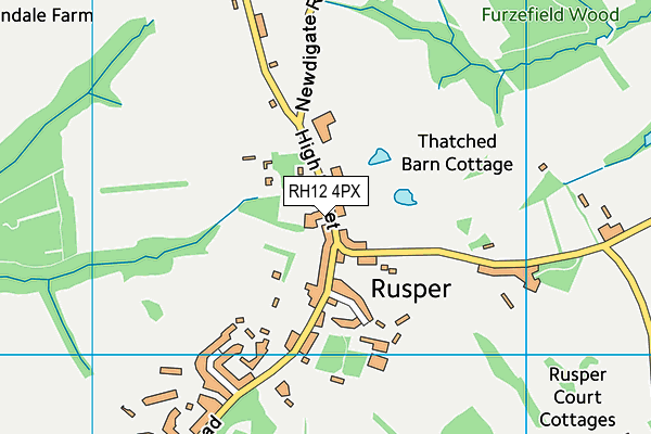 Rusper Sports Club map (RH12 4PX) - OS VectorMap District (Ordnance Survey)