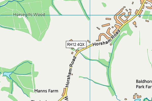 RH12 4QX map - OS VectorMap District (Ordnance Survey)