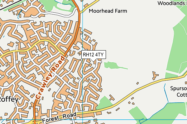 RH12 4TY map - OS VectorMap District (Ordnance Survey)