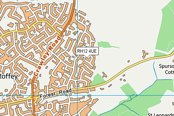 RH12 4UE map - OS VectorMap District (Ordnance Survey)