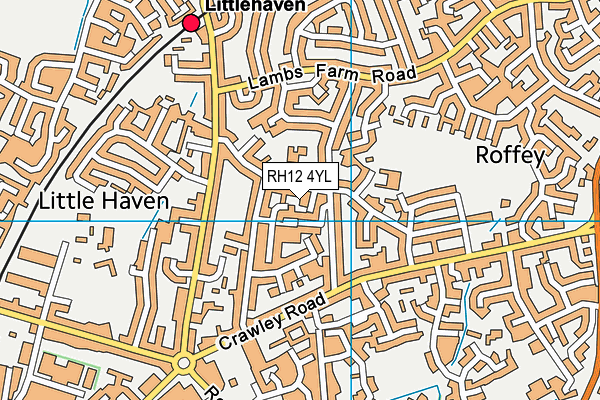RH12 4YL map - OS VectorMap District (Ordnance Survey)