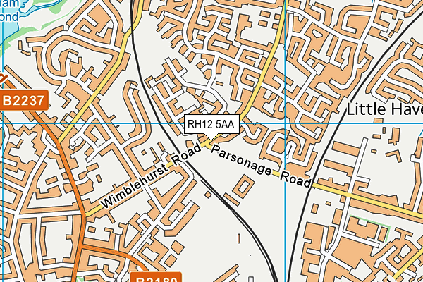 RH12 5AA map - OS VectorMap District (Ordnance Survey)