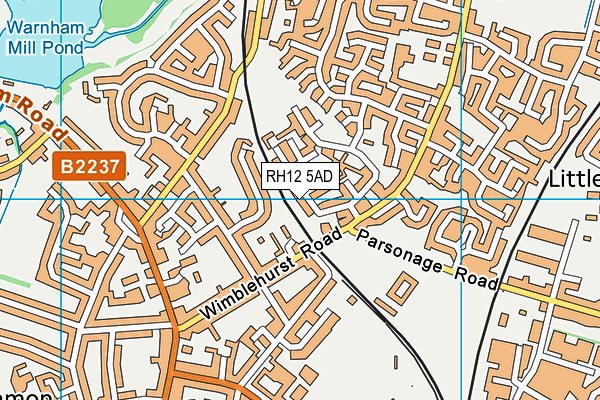 RH12 5AD map - OS VectorMap District (Ordnance Survey)