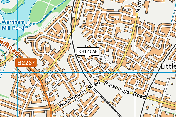 RH12 5AE map - OS VectorMap District (Ordnance Survey)