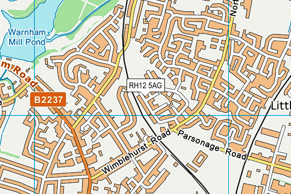 RH12 5AG map - OS VectorMap District (Ordnance Survey)