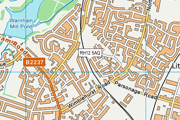 RH12 5AQ map - OS VectorMap District (Ordnance Survey)