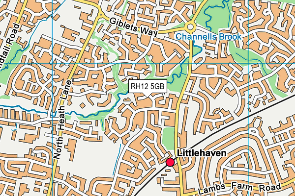 RH12 5GB map - OS VectorMap District (Ordnance Survey)