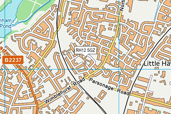 RH12 5GZ map - OS VectorMap District (Ordnance Survey)