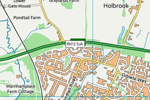 RH12 5JA map - OS VectorMap District (Ordnance Survey)