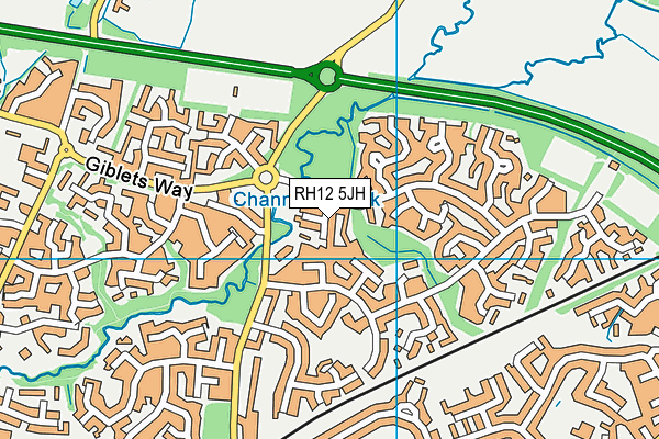 RH12 5JH map - OS VectorMap District (Ordnance Survey)