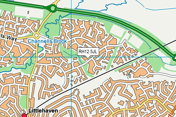 Roffey Fc (Chennells Brook) map (RH12 5JL) - OS VectorMap District (Ordnance Survey)