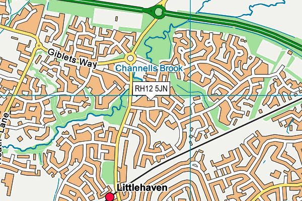 RH12 5JN map - OS VectorMap District (Ordnance Survey)