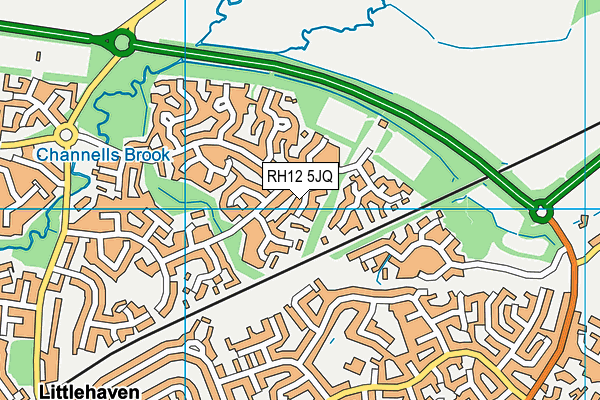 RH12 5JQ map - OS VectorMap District (Ordnance Survey)