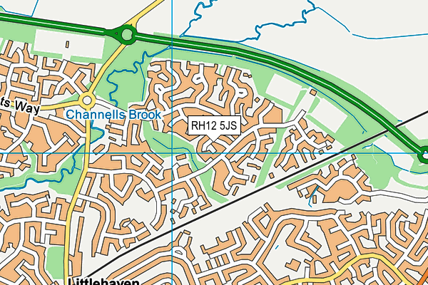RH12 5JS map - OS VectorMap District (Ordnance Survey)