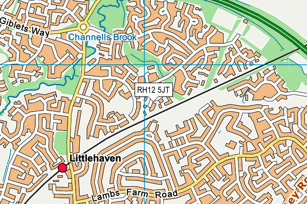 RH12 5JT map - OS VectorMap District (Ordnance Survey)