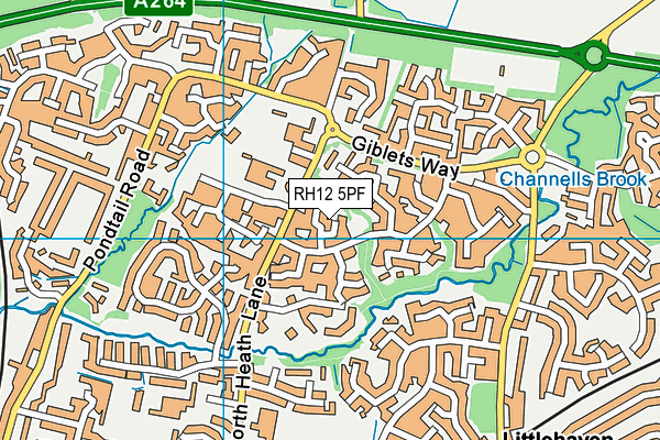 RH12 5PF map - OS VectorMap District (Ordnance Survey)