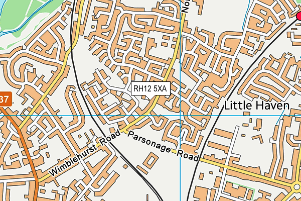 RH12 5XA map - OS VectorMap District (Ordnance Survey)