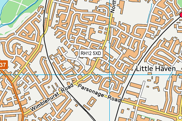 RH12 5XD map - OS VectorMap District (Ordnance Survey)