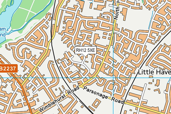 RH12 5XE map - OS VectorMap District (Ordnance Survey)