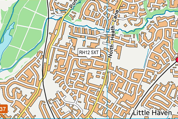 RH12 5XT map - OS VectorMap District (Ordnance Survey)