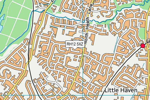 RH12 5XZ map - OS VectorMap District (Ordnance Survey)