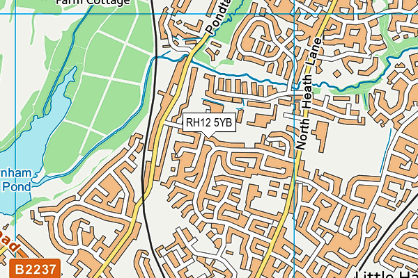 RH12 5YB map - OS VectorMap District (Ordnance Survey)